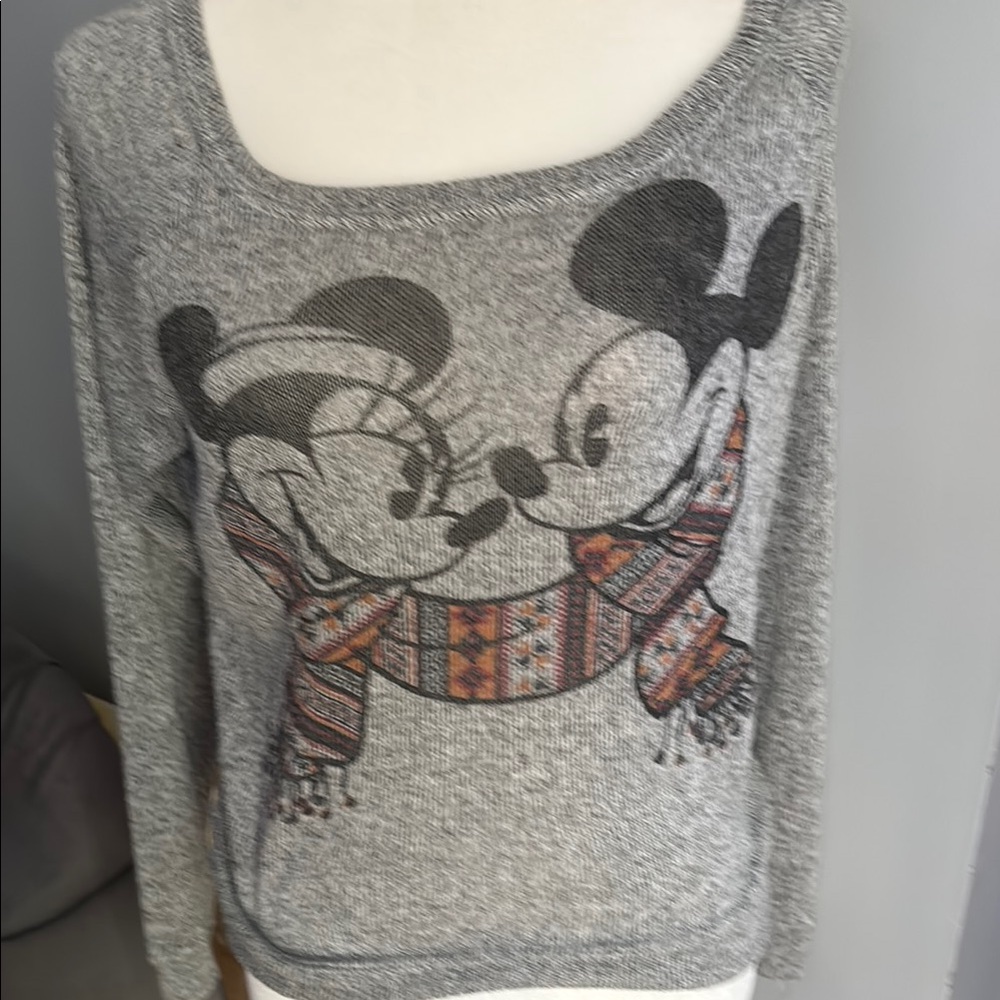 Disney parks Gray Off-the-Shoulder Sweater with Winter Motif